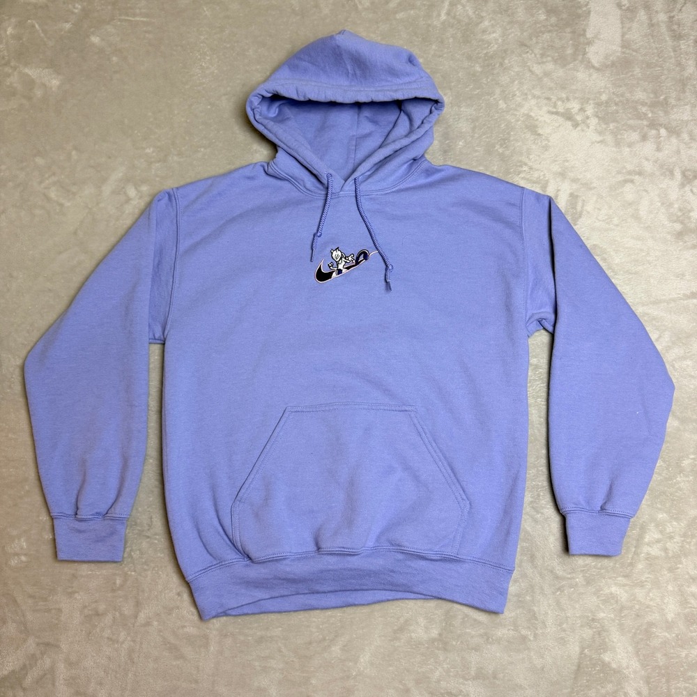 Gilgamesh Mewtwo Embroidered Hoodie Mens M Light Purple Swoosh Pokemon EUC